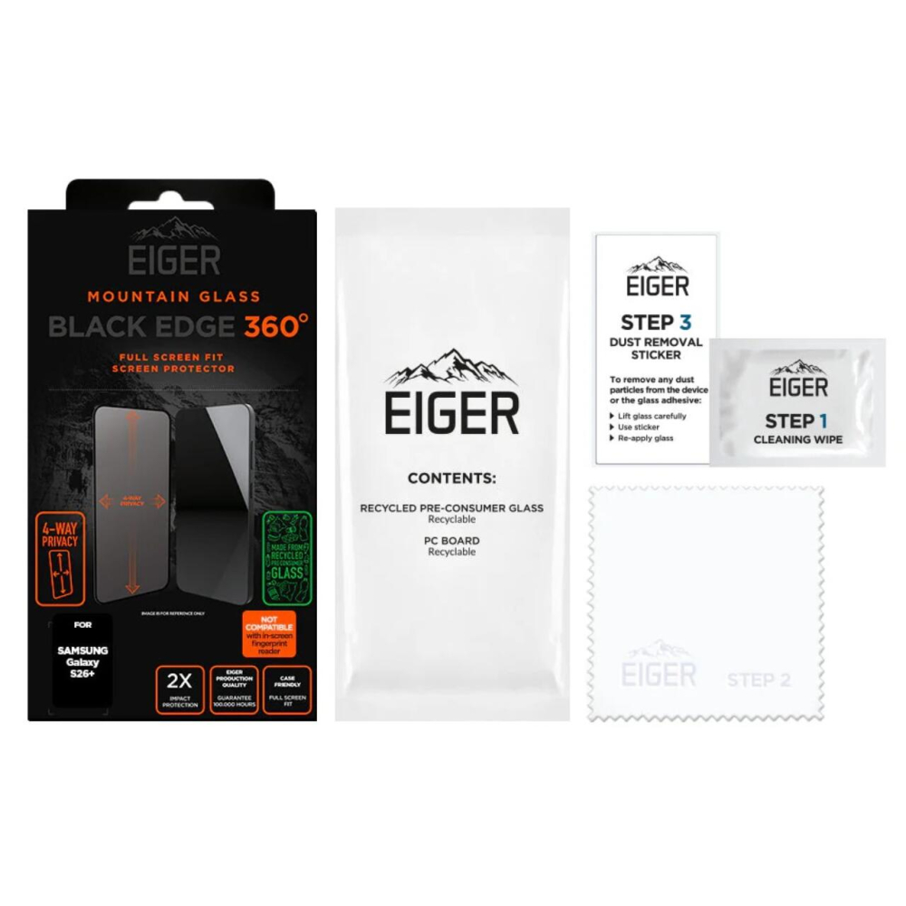 Eiger Folie Sticla Privacy Mountain Edge GRS 360 Samsung Galaxy S26 Plus Black [4]