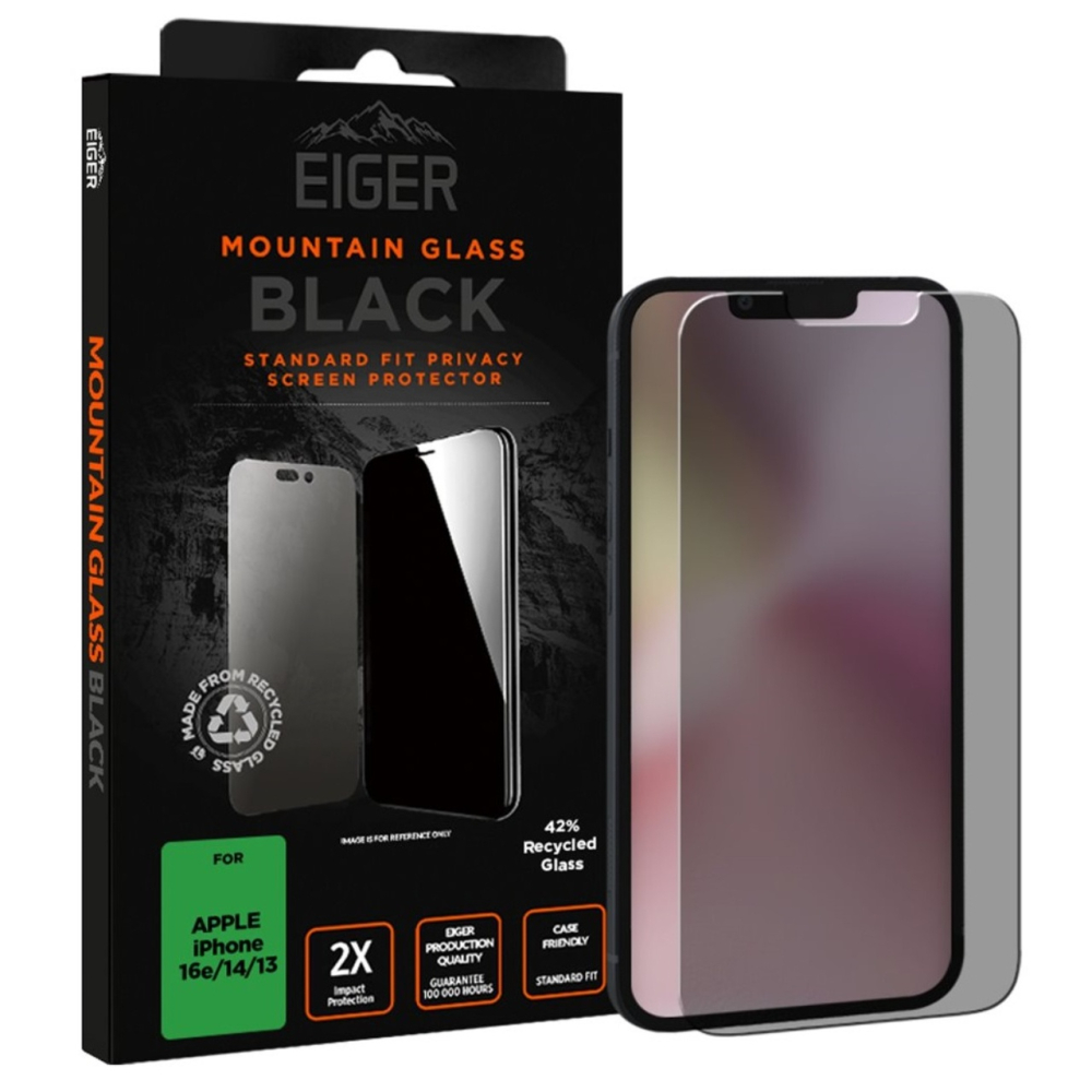 Eiger Folie Sticla Privacy Mountain Glass GRS iPhone 17e /iPhone 16e / iPhone 14 / iPhone 13 / iPhone 13 Pro Negru [4]