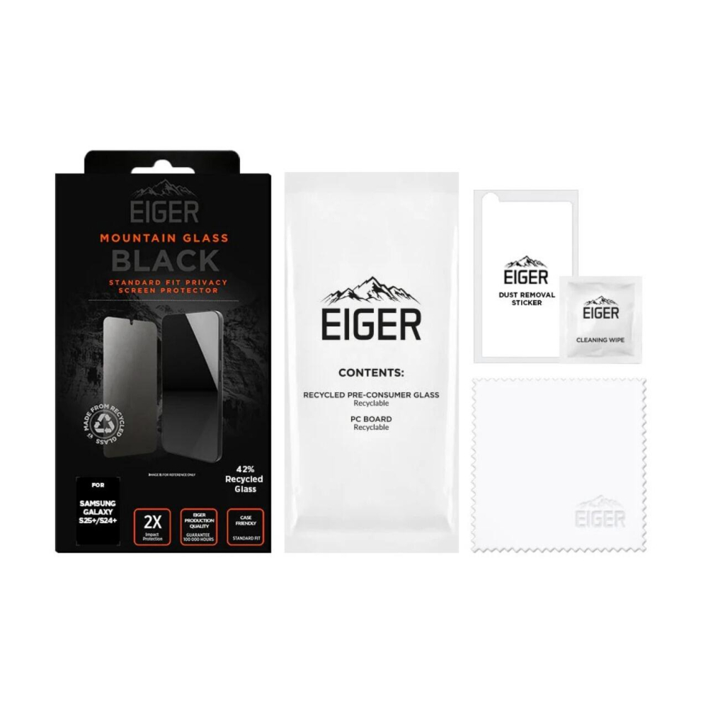 Eiger Folie Sticla Privacy Mountain Glass GRS Samsung Galaxy S25 Plus / S24 Plus Black [2]