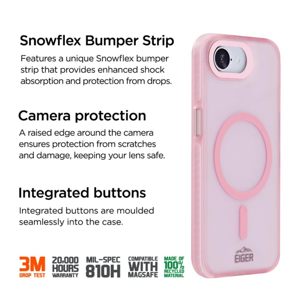Eiger Husa Blizzard Magsafe GRS iPhone 17e / iPhone 16e Roz [2]
