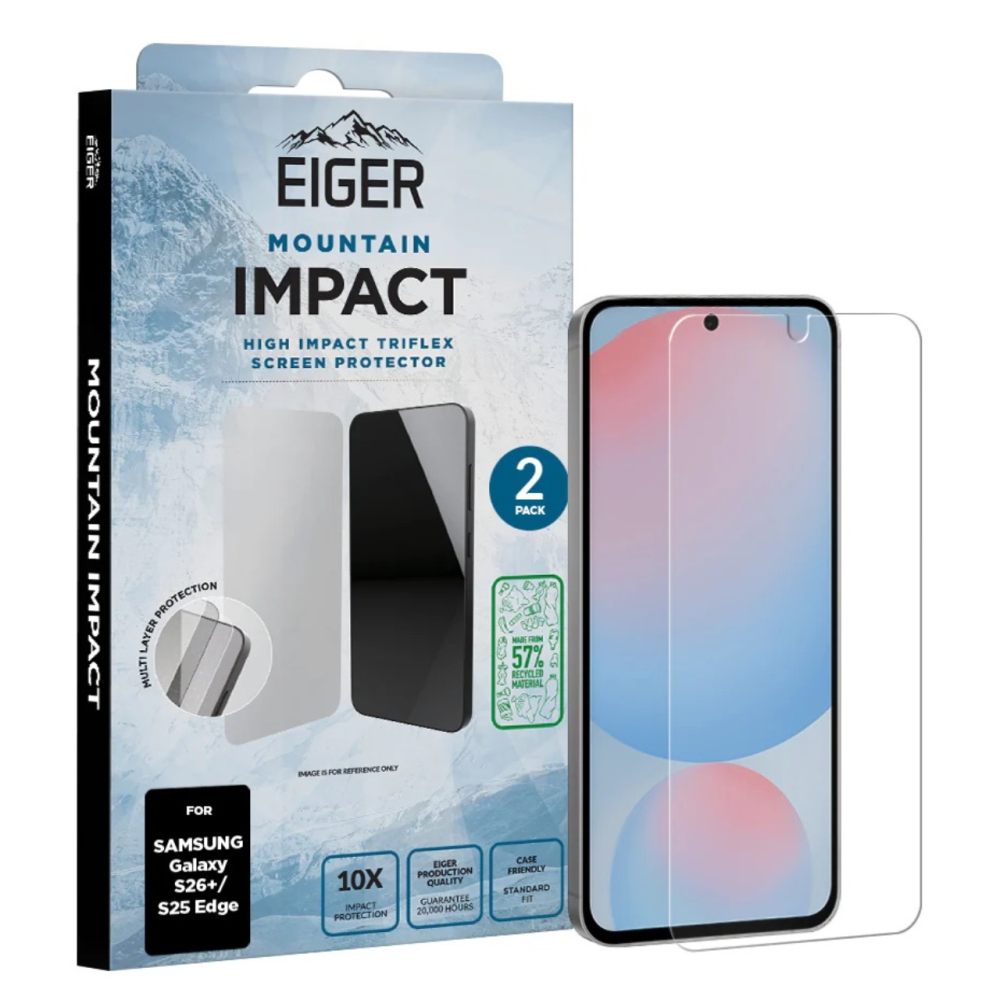Eiger Pachet 2 buc Folie Mountain Impact GRS Samsung Galaxy S26 Plus/ S25 Edge Clear [4]