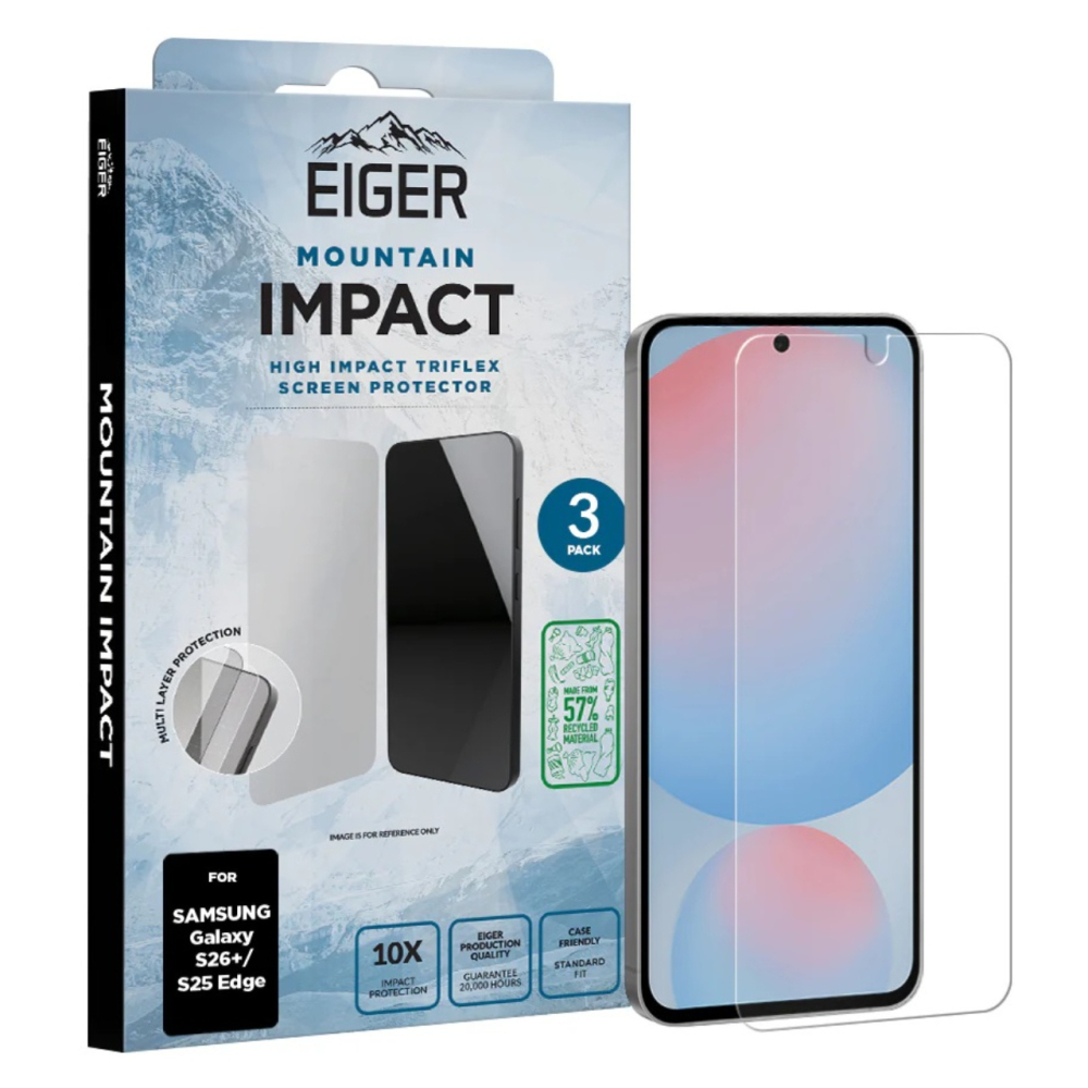Eiger Pachet 3 buc Folie Mountain Impact GRS Samsung Galaxy S26 Plus/ S25 Edge Clear [4]