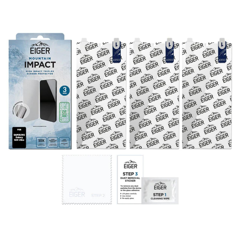 Eiger Pachet 3 buc Folie Mountain Impact GRS Samsung Galaxy S26 Ultra Clear [3]
