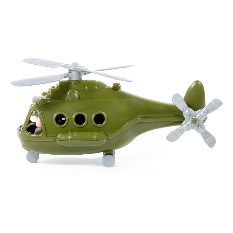 Elicopter militar Polesie Alpha 72436, 30cm, include pilot, plastic, verde, 3+ ani [2]