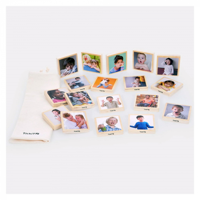 Emotii si sentimente, set placute din lemn, 18 buc., TickiT, 1-7 ani [5]