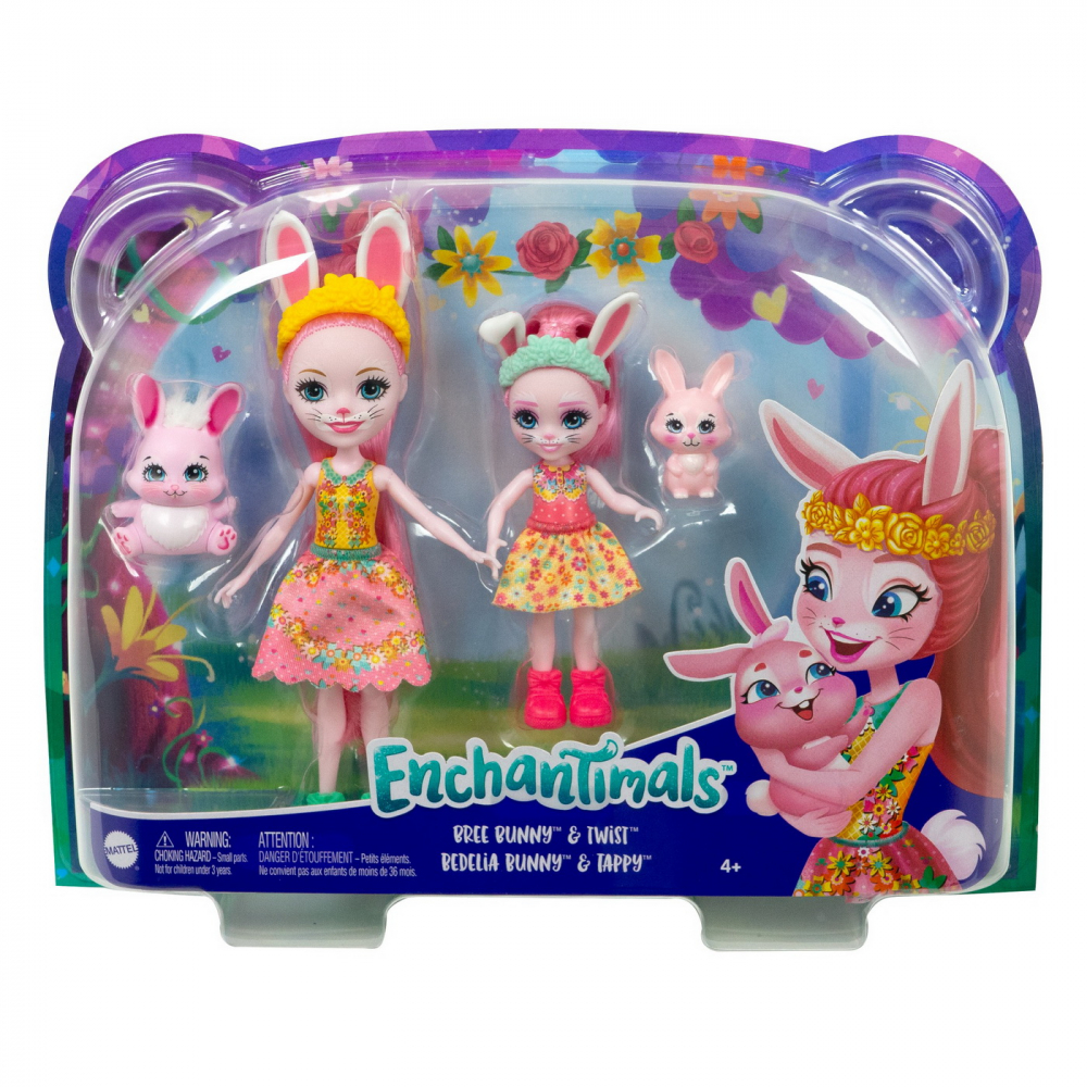 Enchantimals set papusi surori si animalutele lor bree bunny si twist si bedelia bunny si tappy, varsta de la 3 ani la 10 ani [1]