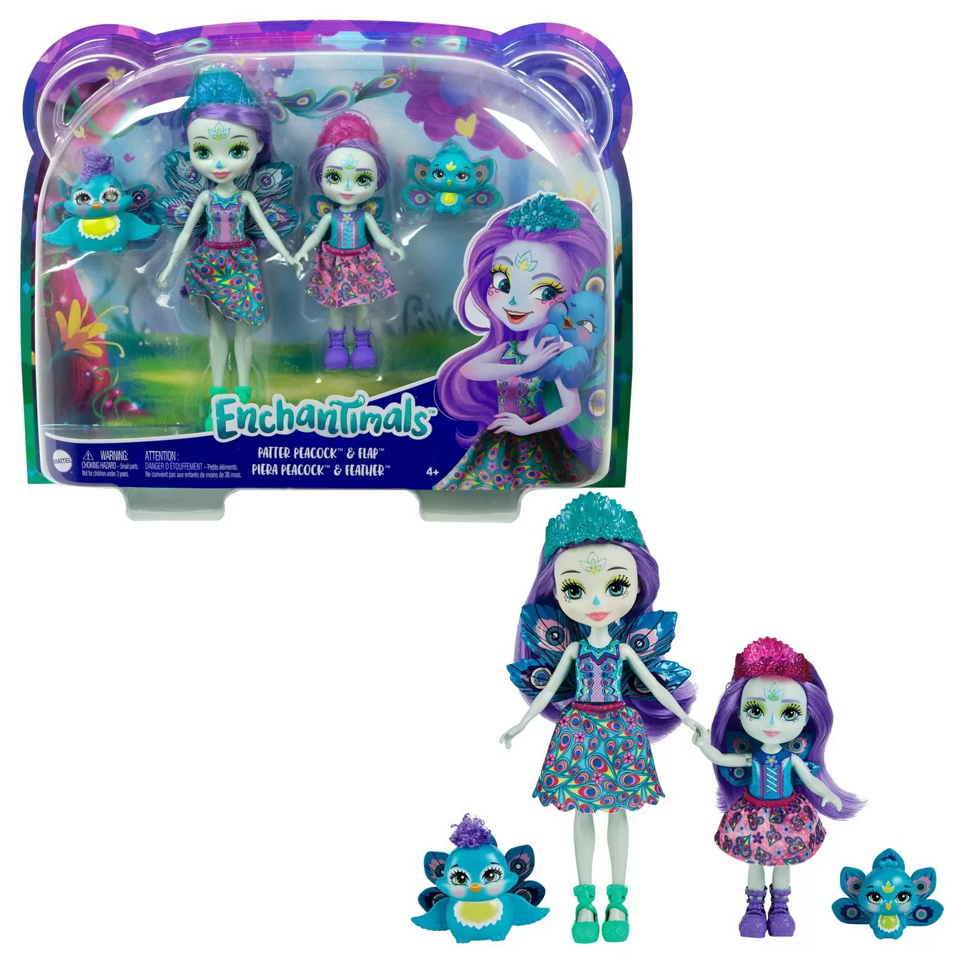 Enchantimals set papusi surori si animalutele lor patter peacock si flap si piera peacock si feather, varsta de la 3 ani la 10 ani [8]