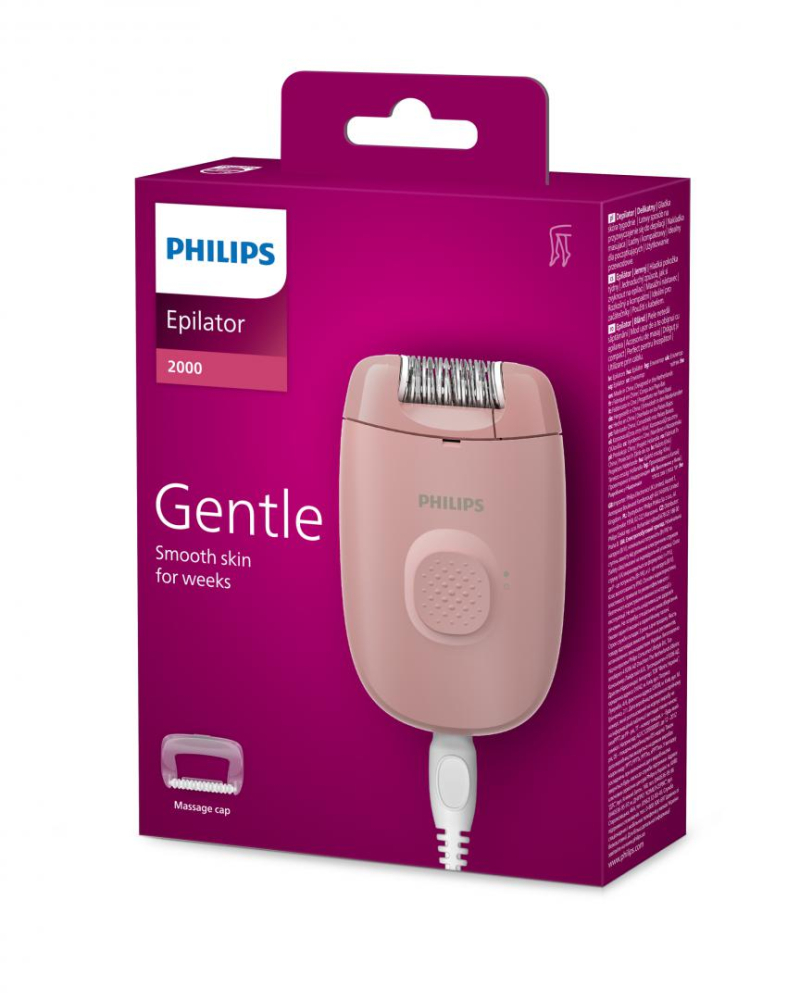 Epilator cu fir philips seria 2000 bre227/00, 1 viteza, 2 accesorii, retea, corai, l x a x i (mm) 110x40x145 [7]