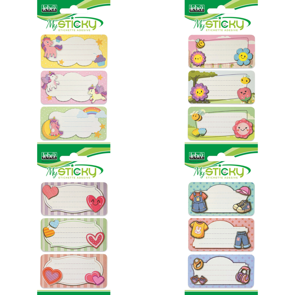Etichete caiete fete, 4 sortimente (6 etichete/blister), copii varsta 3 ani+,6 ani+,8 ani+ [1]