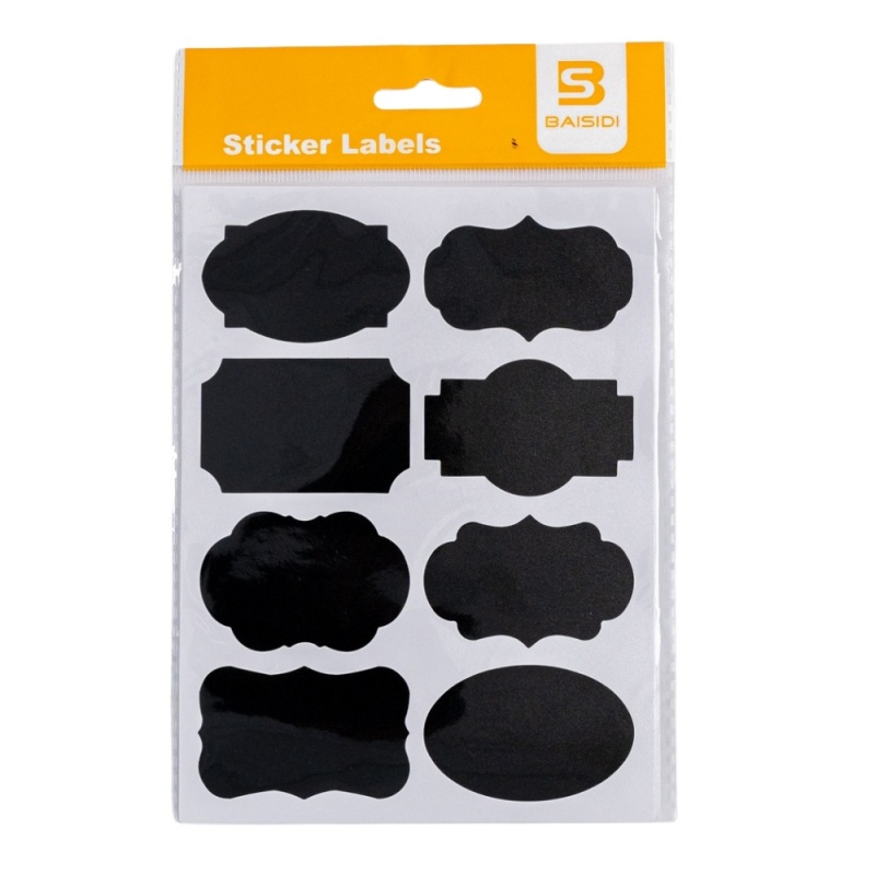 Etichete scolare CNX BSD-722, 8/coala, simple, negru, 4 coli/set [2]