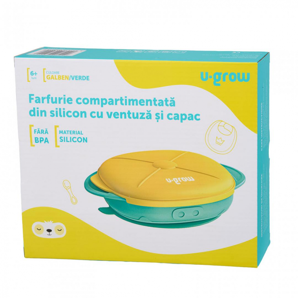 Farfurie silicon cu capac,galbena,u-grow [4]