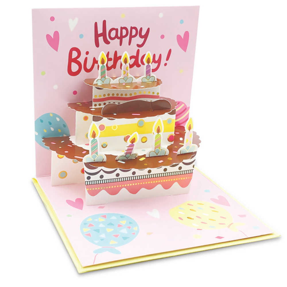 Felicitare POP-UP zi de nastere detalii aurii pe exteriorul felicitarii - 13.5 x 13.5 cm [2]