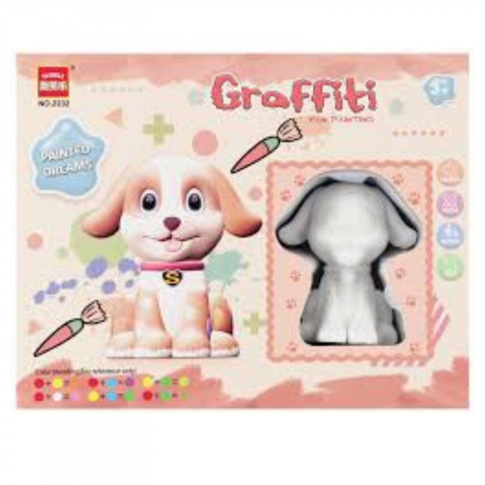 Figurina 3D de colorat, catelus de pictat din ipsos [1]