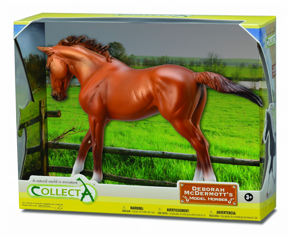 Figurina in cutie Iapa Thoroughbred Chestnut pictata manual WB Collecta [1]