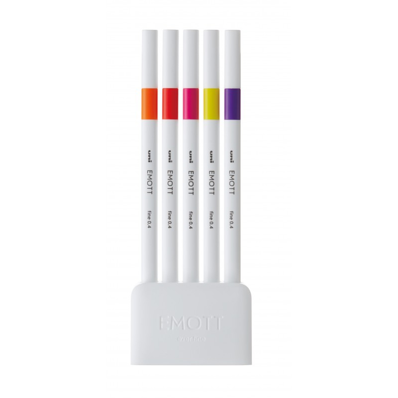 Fineliner UNI EMOTT PEM-SY, 0.4mm, NO.2, set 5 culori intense [2]