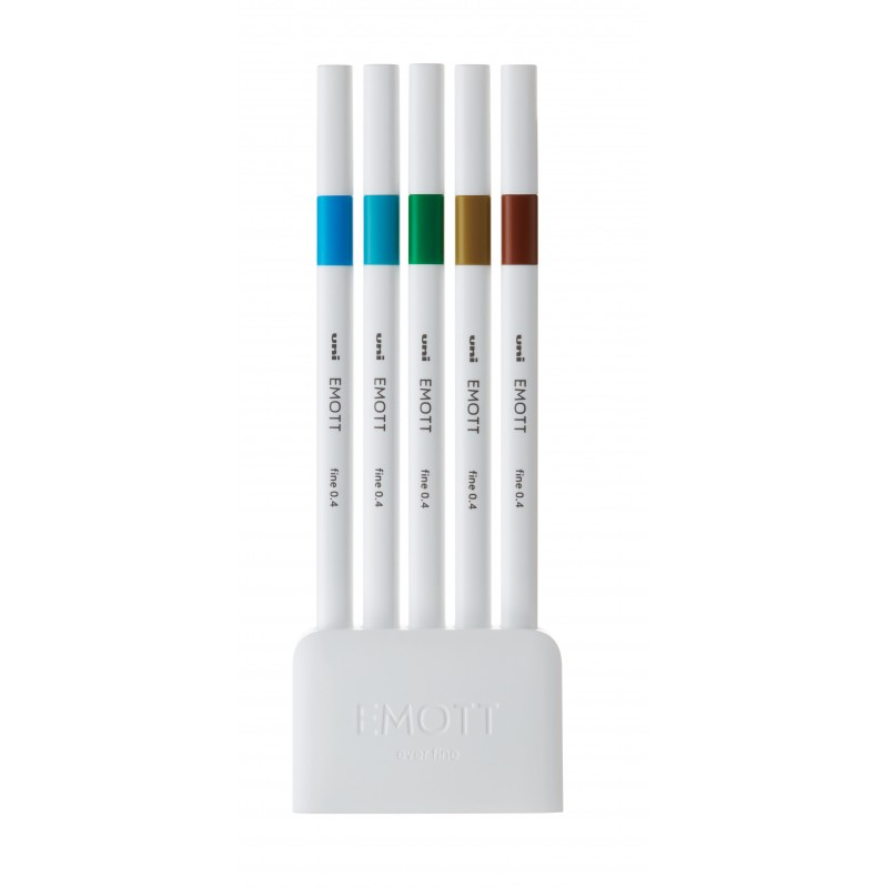 Fineliner UNI EMOTT PEM-SY, 0.4mm, NO.4, set 5 culori metalizate [2]