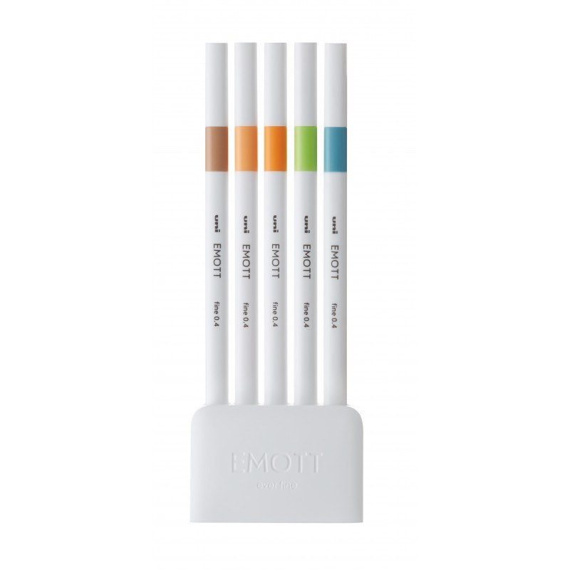 Fineliner UNI EMOTT PEM-SY, 0.4mm, NO.6, set 5 culori pastel [2]