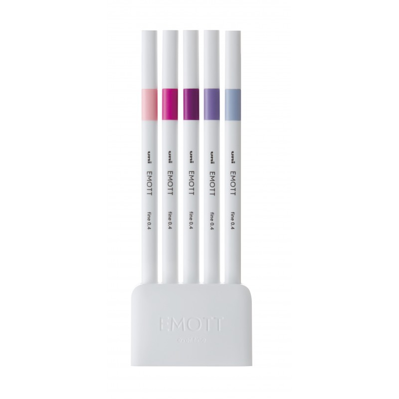 Fineliner UNI EMOTT PEM-SY, 0.4mm, NO.7, set 5 culori pastel [2]