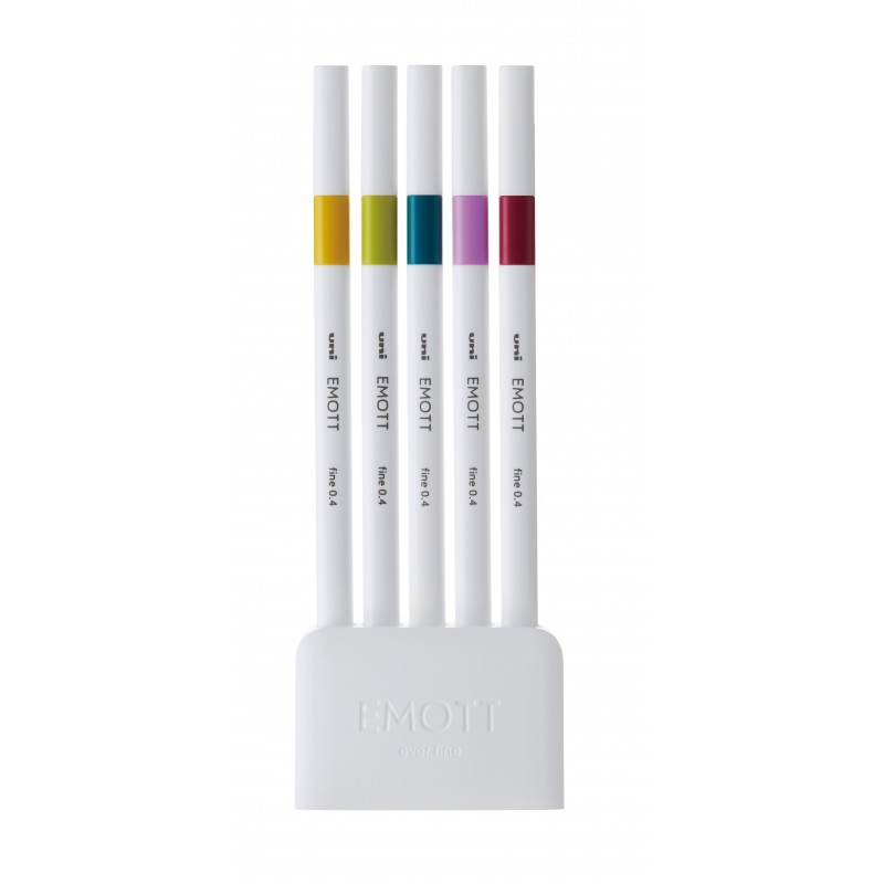 Fineliner UNI EMOTT PEM-SY, 0.4mm, NO.8, set 5 culori pastel [2]