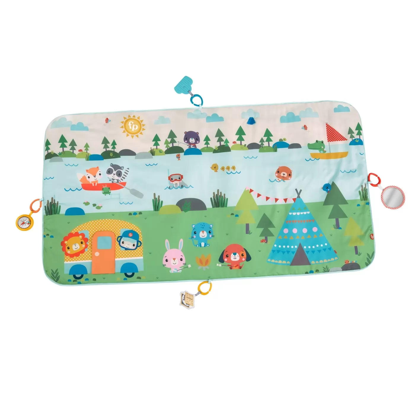 Fiser price covoras de joaca 150cm extra big adventures, varsta de la 0 luni la 2 ani [2]