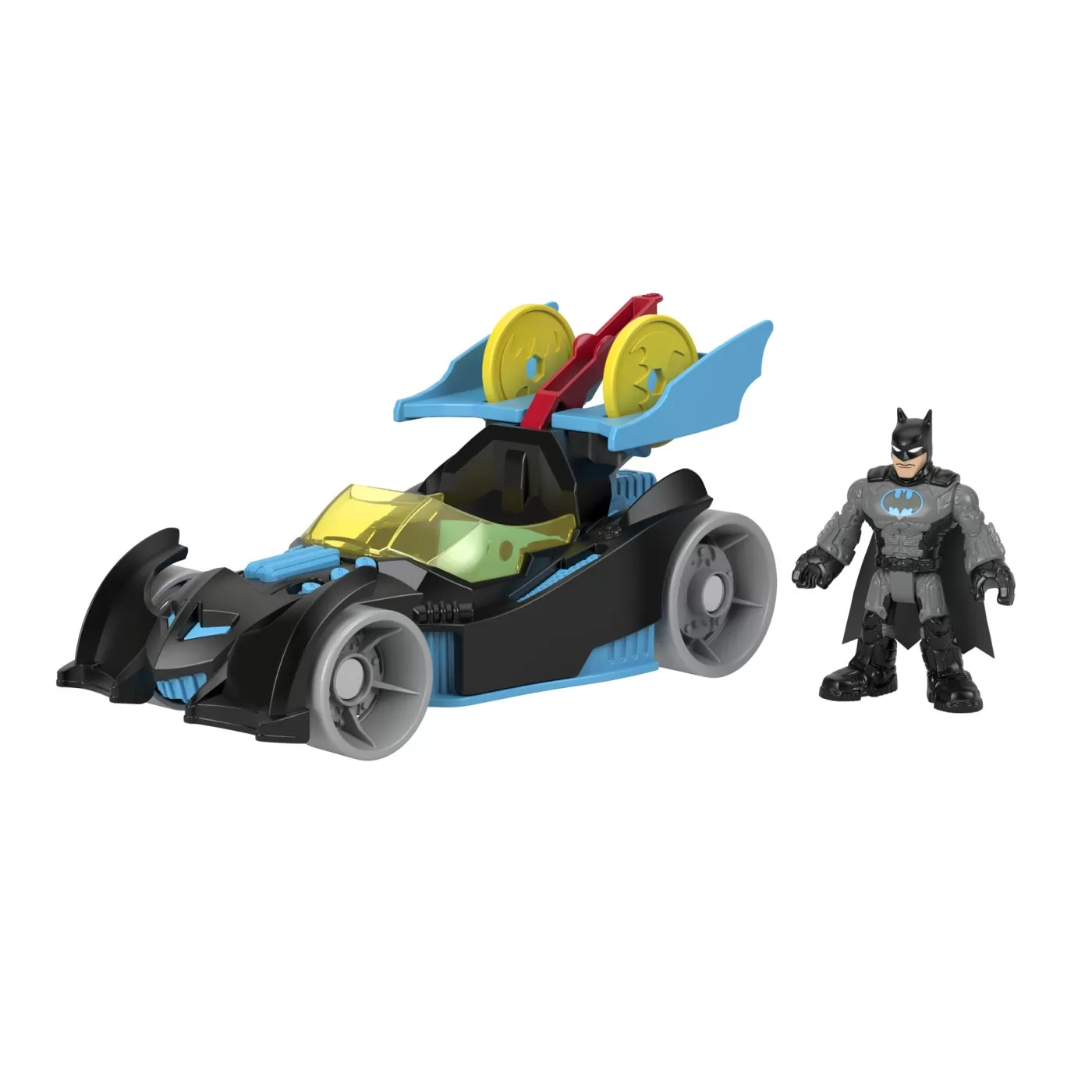 Fisher price imaginext dc super friends vehicul cu figurina batman cu costum gri, varsta de la 3 ani la 8 ani [3]