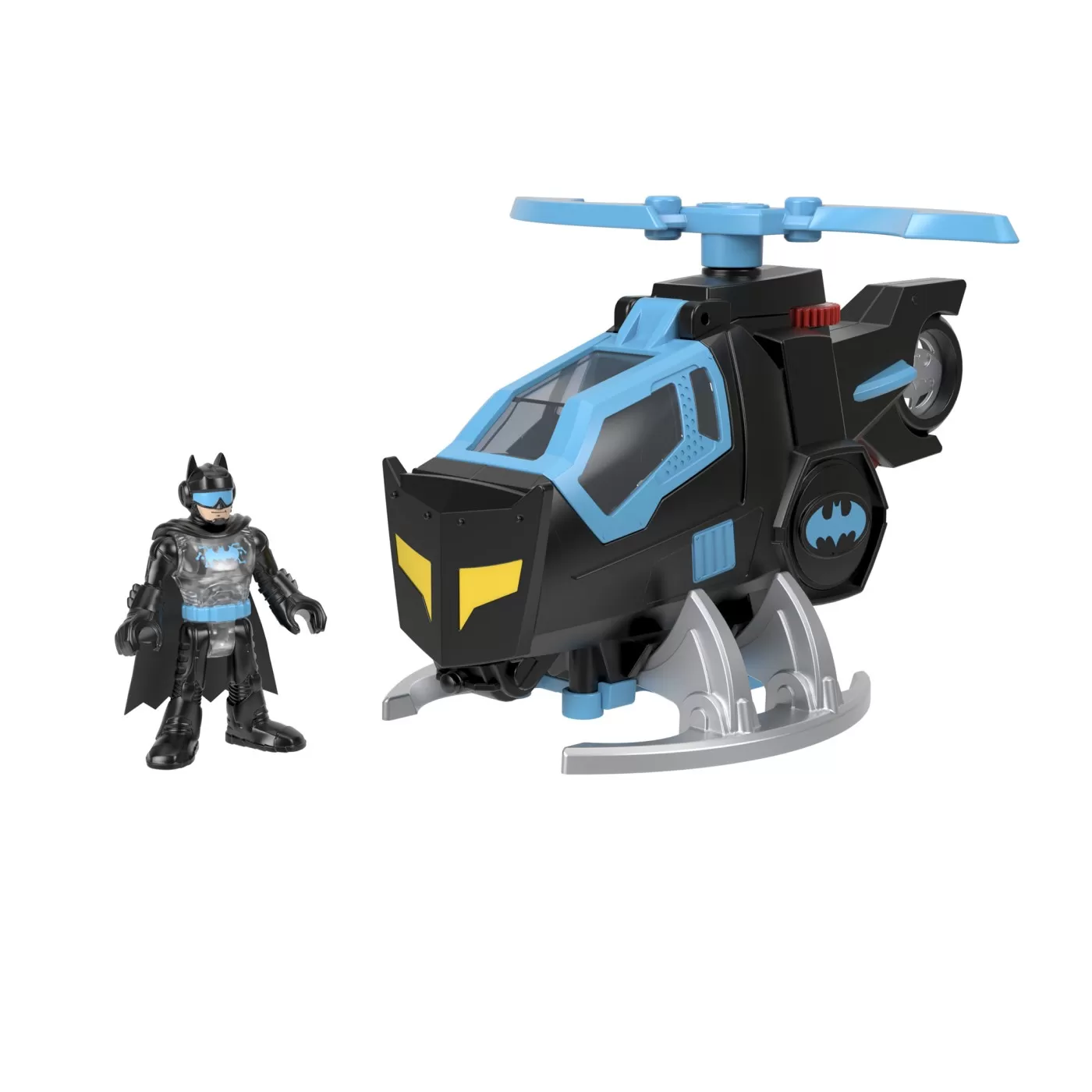 Fisher price imaginext dc super friends vehicul elicopter cu figurina batman cu costum negru, varsta de la 3 ani la 8 ani [5]