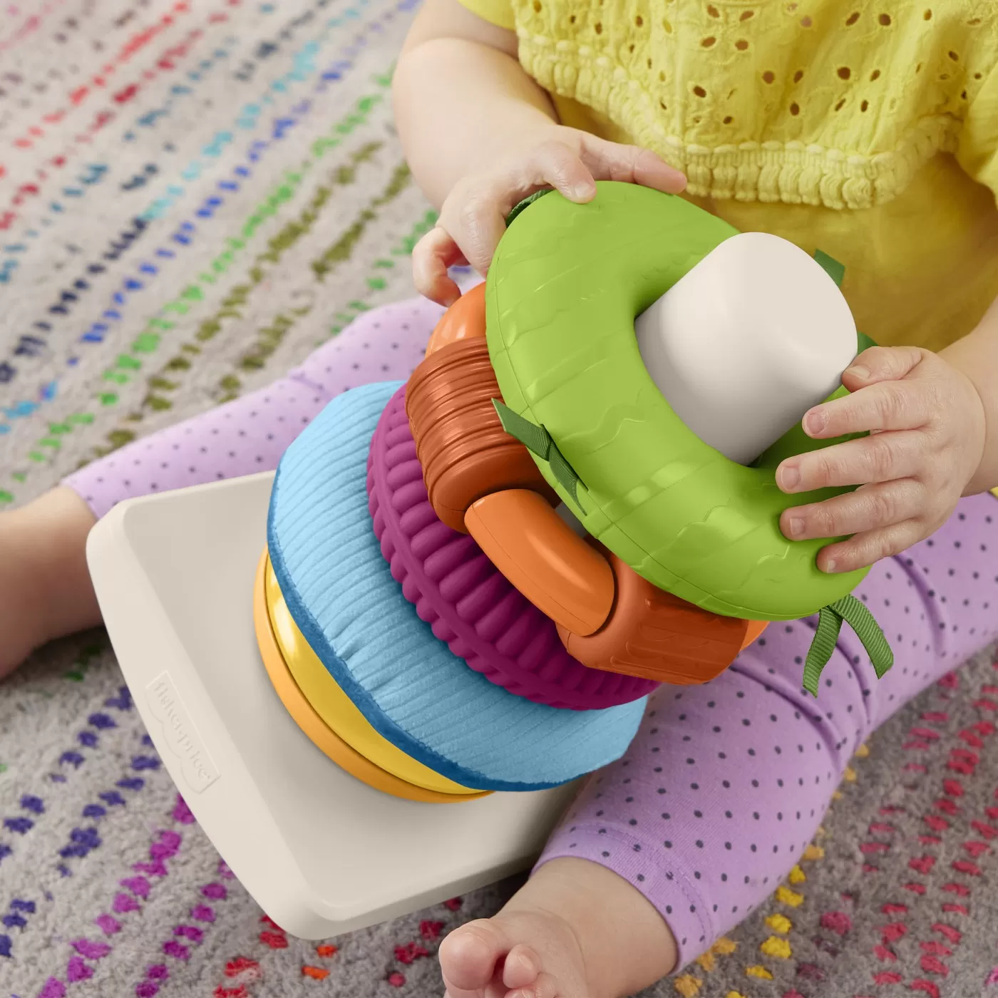 Piramida, Jucarie de stivuit, sortat si motricitate bebelusi, Fisher Price, varsta de la 6 luni la 2 ani [4]