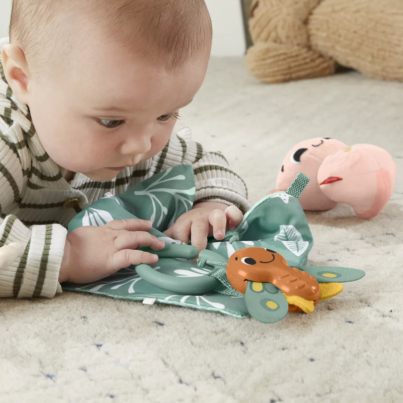 Set 4 jucarii bebe - jucarie dentitie, salamdra plus, paturica care fosneste si fluturas de agatat la carucior, Fisher Price, varsta de la 0 luni la 3 ani [4]