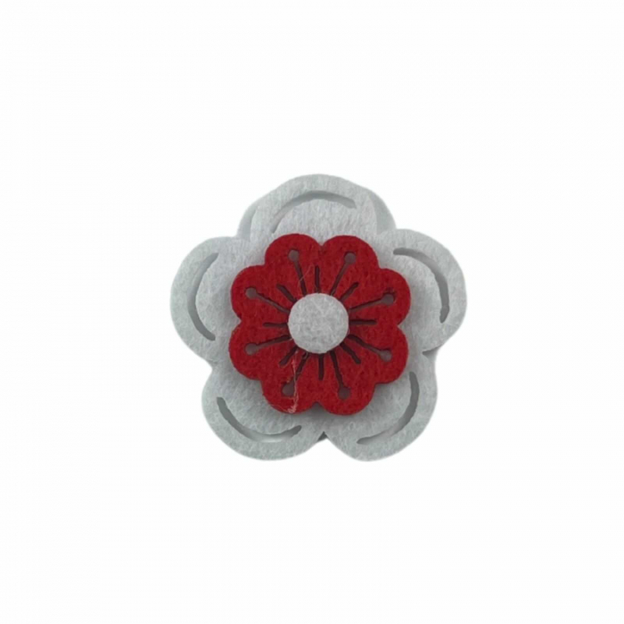 Floare Alba cu Rosu din Fetru, Accesorii Craft Copii - Micostore.ro [4]