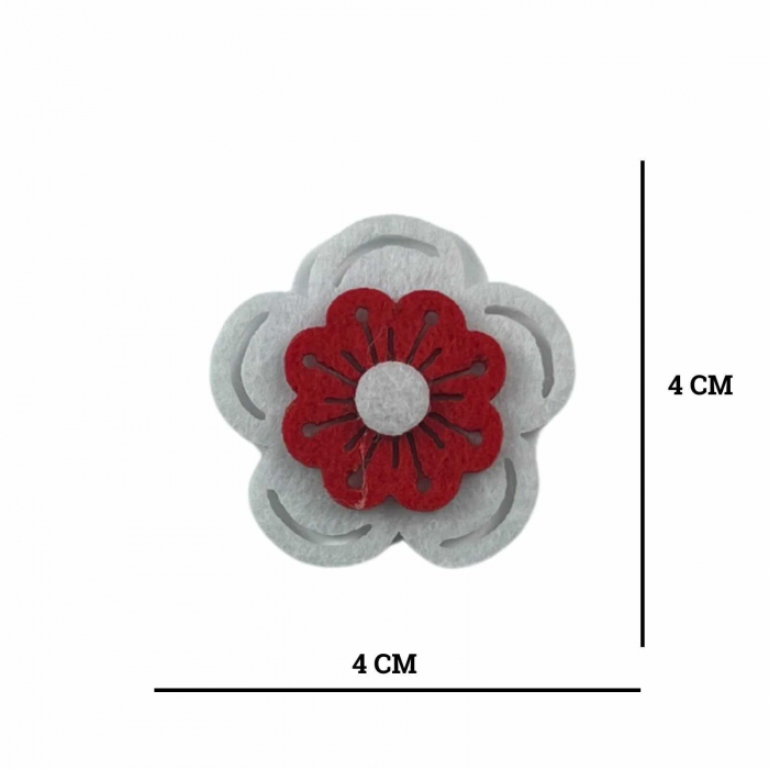 Floare Alba cu Rosu din Fetru, Accesorii Craft Copii - Micostore.ro [3]