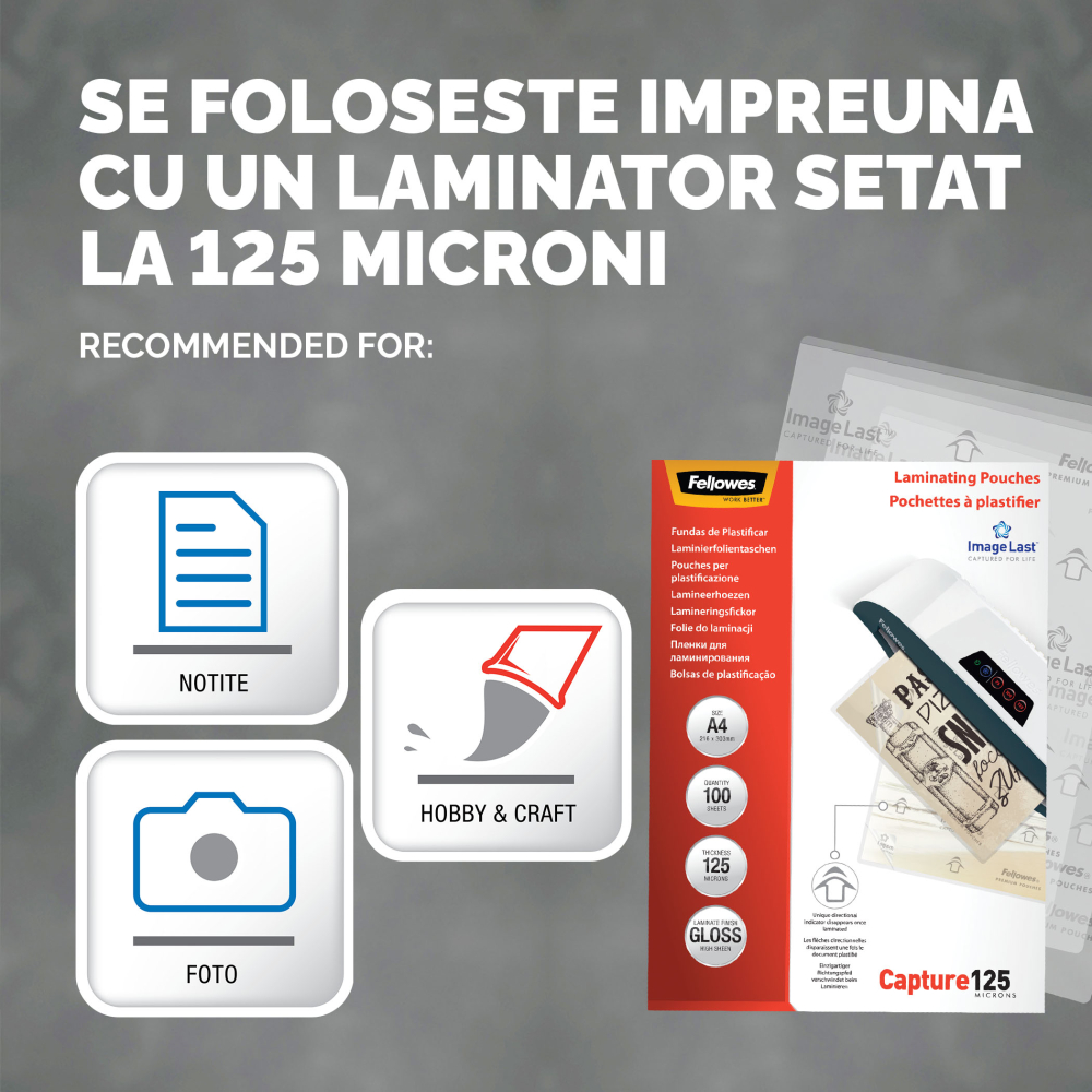 Folie a4 125 microni 100/top fellowes [3]
