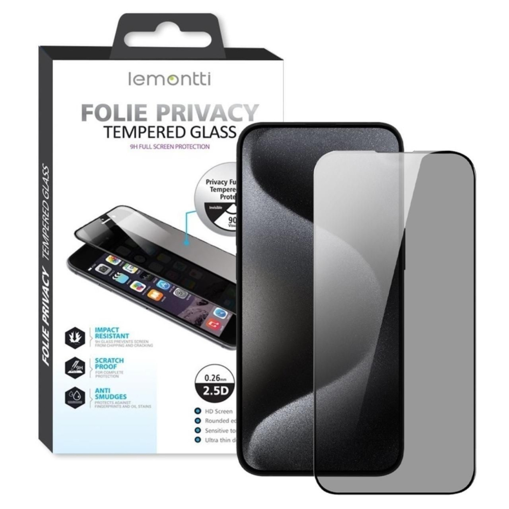 Folie iPhone 11 Pro Max / Xs Max Lemontti Sticla Privacy Full Fit Black [5]
