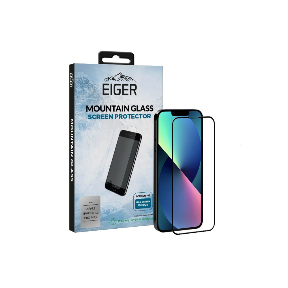Folie iPhone 13 Pro Max Eiger Sticla 3D Edge to Edge Clear Black [5]