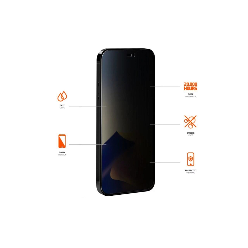Folie iPhone 14 Pro Eiger Sticla Mountain Glass Privacy GRS Black [2]