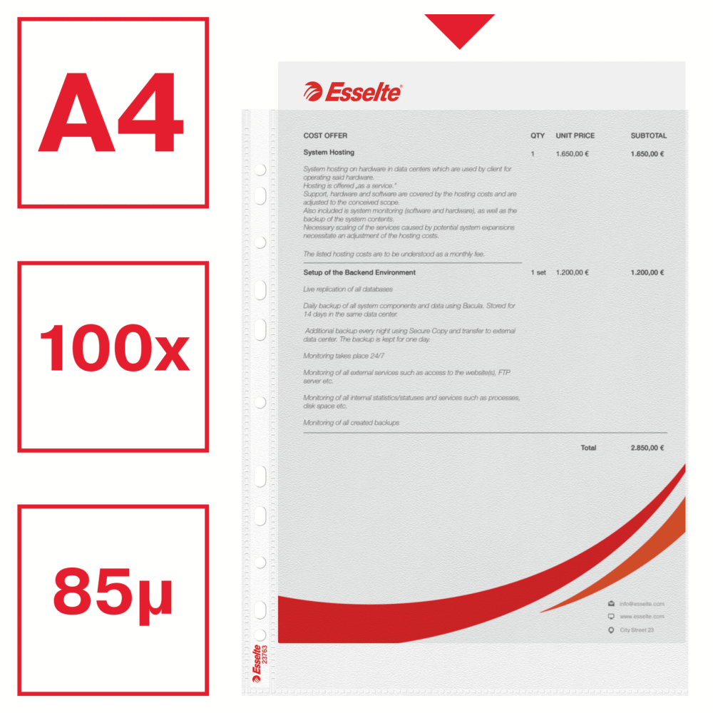 Folie protectie a4 85 microni 100/set esselte [2]