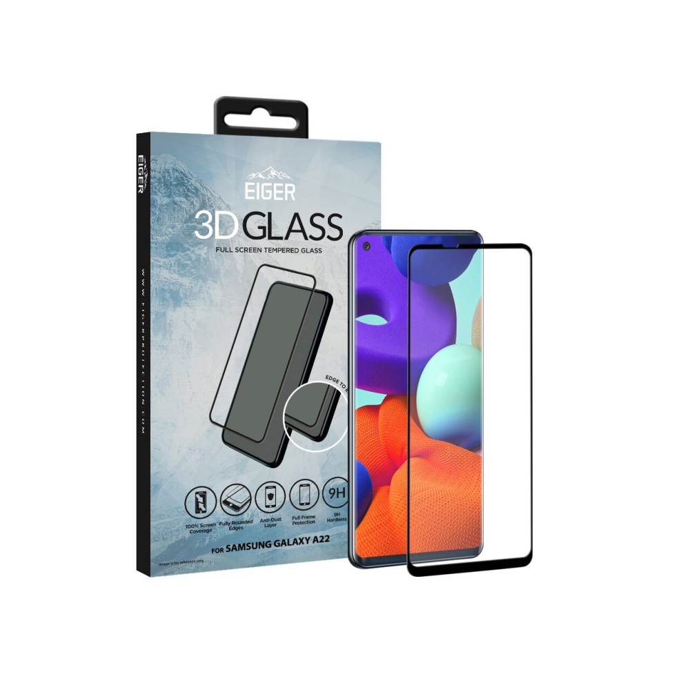 Folie Samsung Galaxy A22 5G Eiger Sticla 3D Edge to Edge Clear Black Samsung Galaxy A22 5G [5]