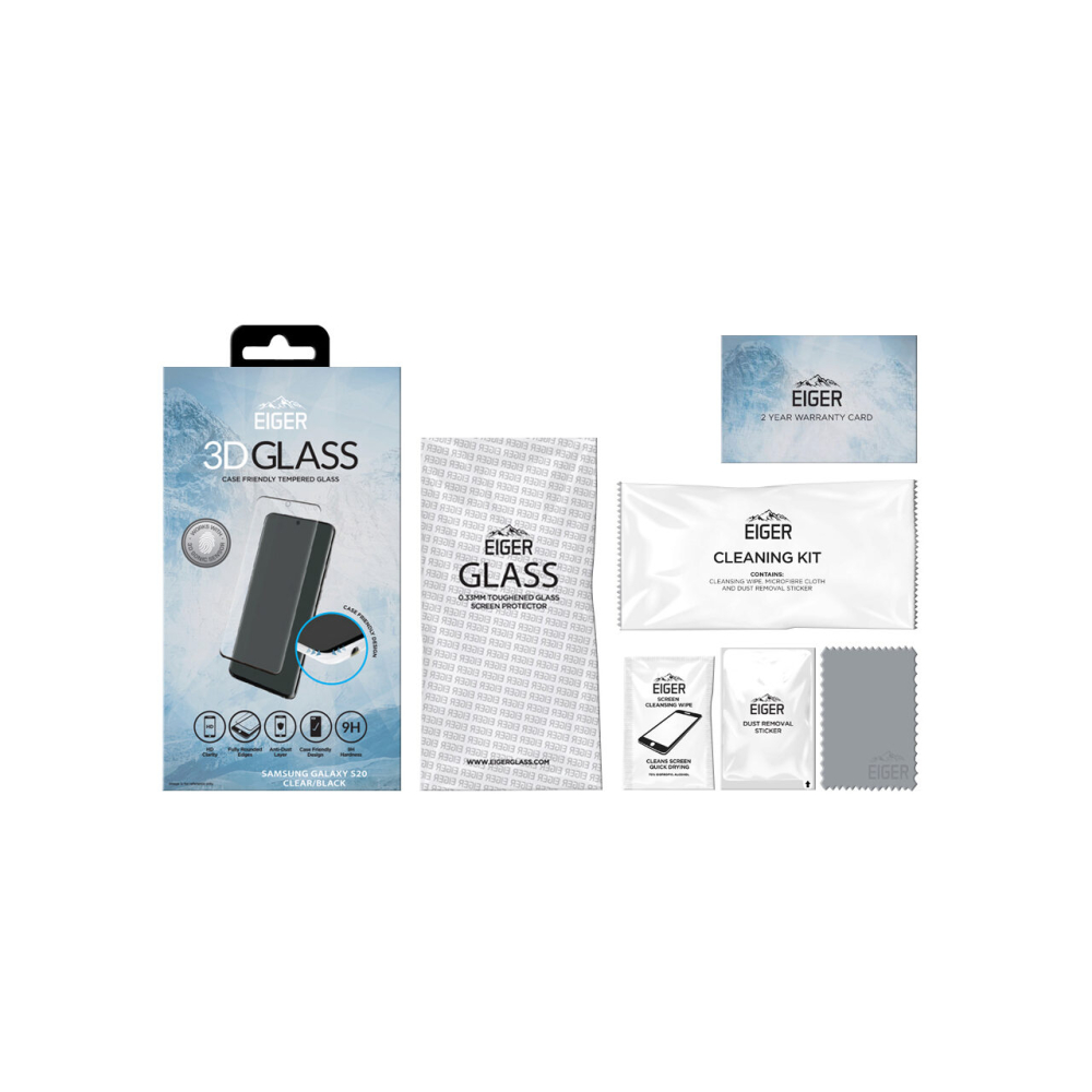 Folie Samsung Galaxy S20 Eiger Sticla 3D Case Friendly Clear Black [2]