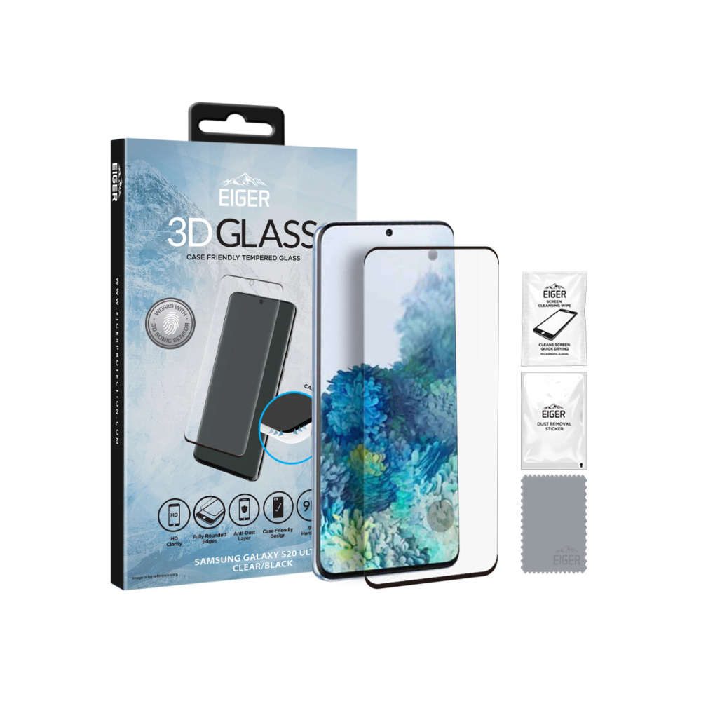 Folie Samsung Galaxy S20 Ultra Eiger Sticla 3D Case Friendly Clear Black [2]