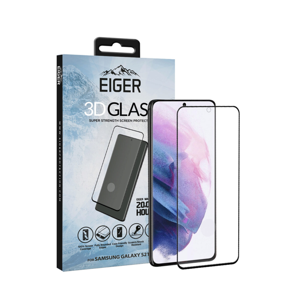 Folie Samsung Galaxy S21 Plus Eiger Sticla 3D Case Friendly Clear Black [4]