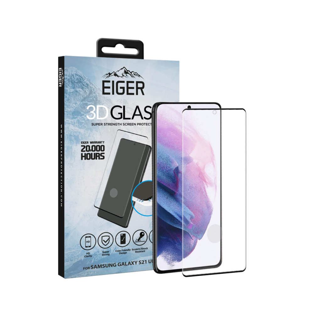 Folie Samsung Galaxy S21 Ultra Eiger Sticla 3D Case Friendly Clear Black [4]