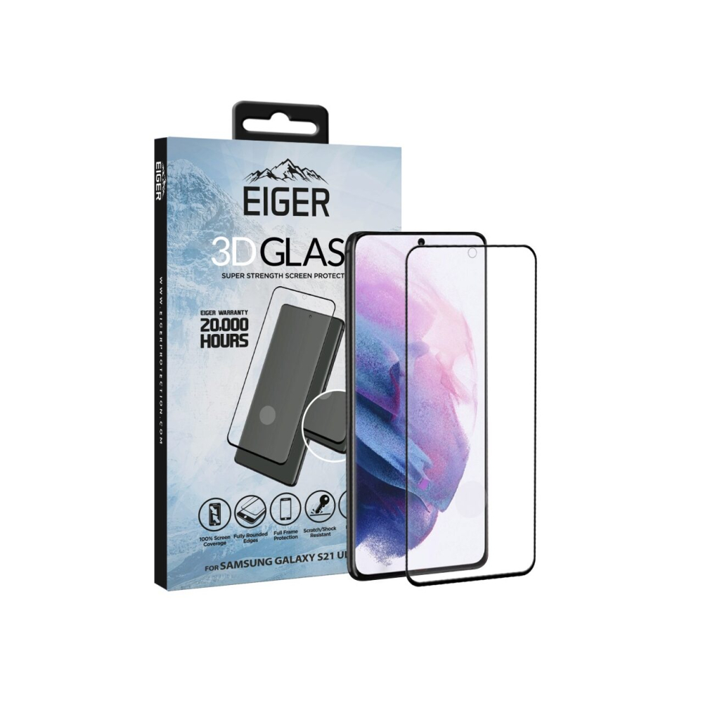 Folie Samsung Galaxy S21 Ultra Eiger Sticla 3D Edge to Edge Clear Black [4]