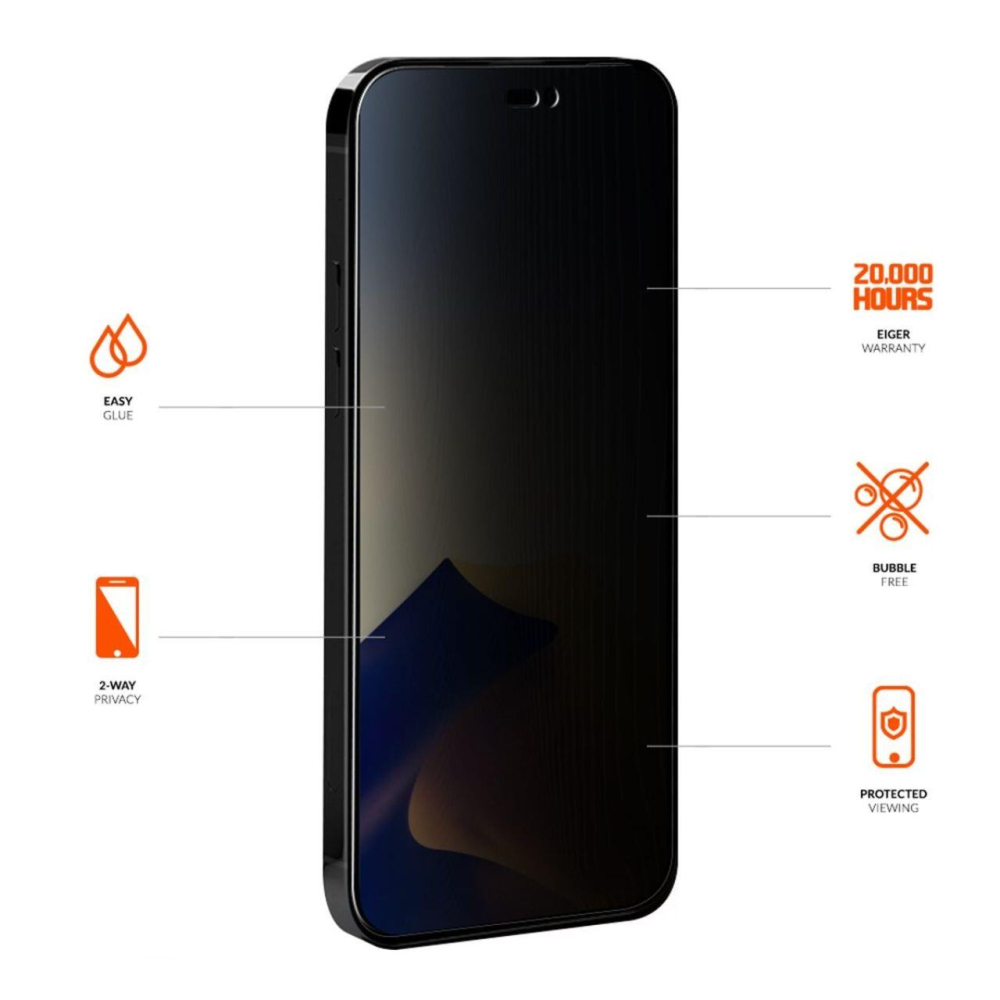 Folie Sticla Privacy iPhone 14 Pro Max Eiger Mountain Glass GRS Black [2]