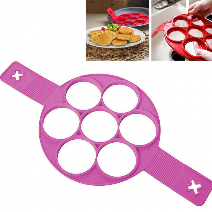 Forma silicon pt Prajit Ou si Clatite, Cercuri, Roz - Micostore.ro [4]