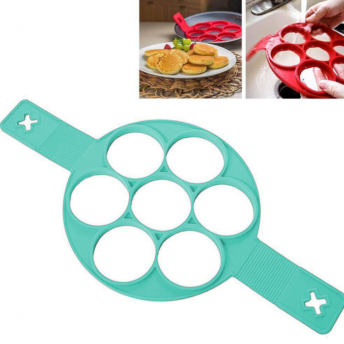 Forma silicon pt Prajit Ou si Clatite, Cercuri, Turcoaz - Micostore.ro [4]
