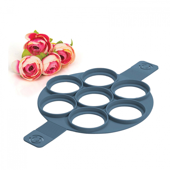 Forma din silicon pentru clatite, pancake cu manere si cercuri, Gri [3]