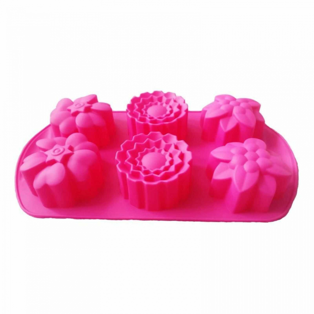 Forma din Silicon pentru Prajituri - 6 Cavitati, 32 x 17 x 4.5 cm, Ideala pentru Briose, Sapun si Ceara [2]