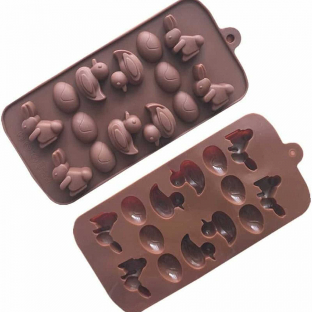 Formă Silicon cu 14 Cavități, Figurine Iepuraș, Ouă și Rățuște, pentru Ciocolată și Jeleuri [7]