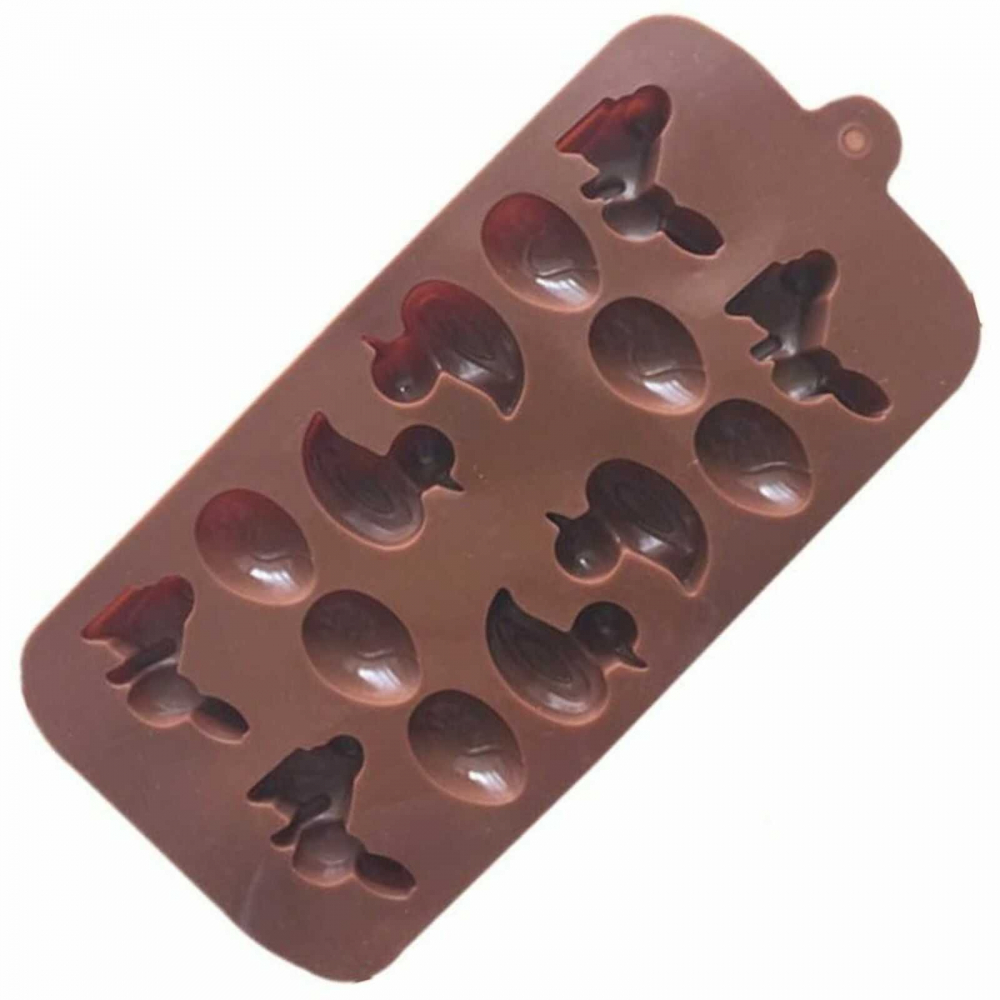 Formă Silicon cu 14 Cavități, Figurine Iepuraș, Ouă și Rățuște, pentru Ciocolată și Jeleuri [4]