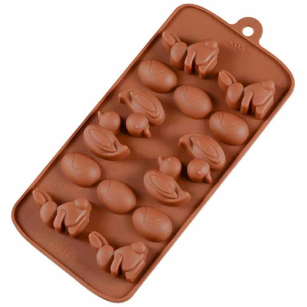 Formă Silicon cu 14 Cavități, Figurine Iepuraș, Ouă și Rățuște, pentru Ciocolată și Jeleuri [3]
