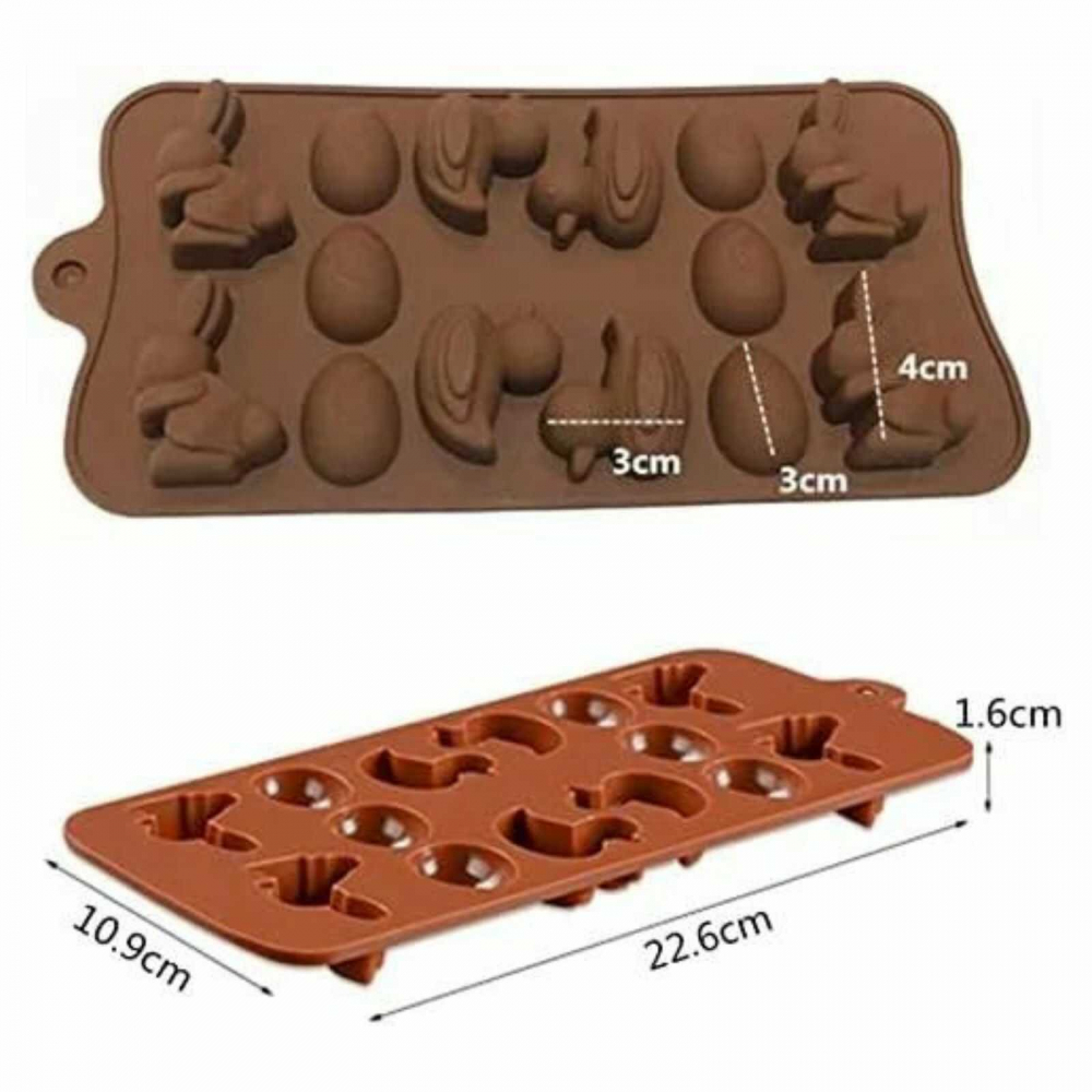 Formă Silicon cu 14 Cavități, Figurine Iepuraș, Ouă și Rățuște, pentru Ciocolată și Jeleuri [5]